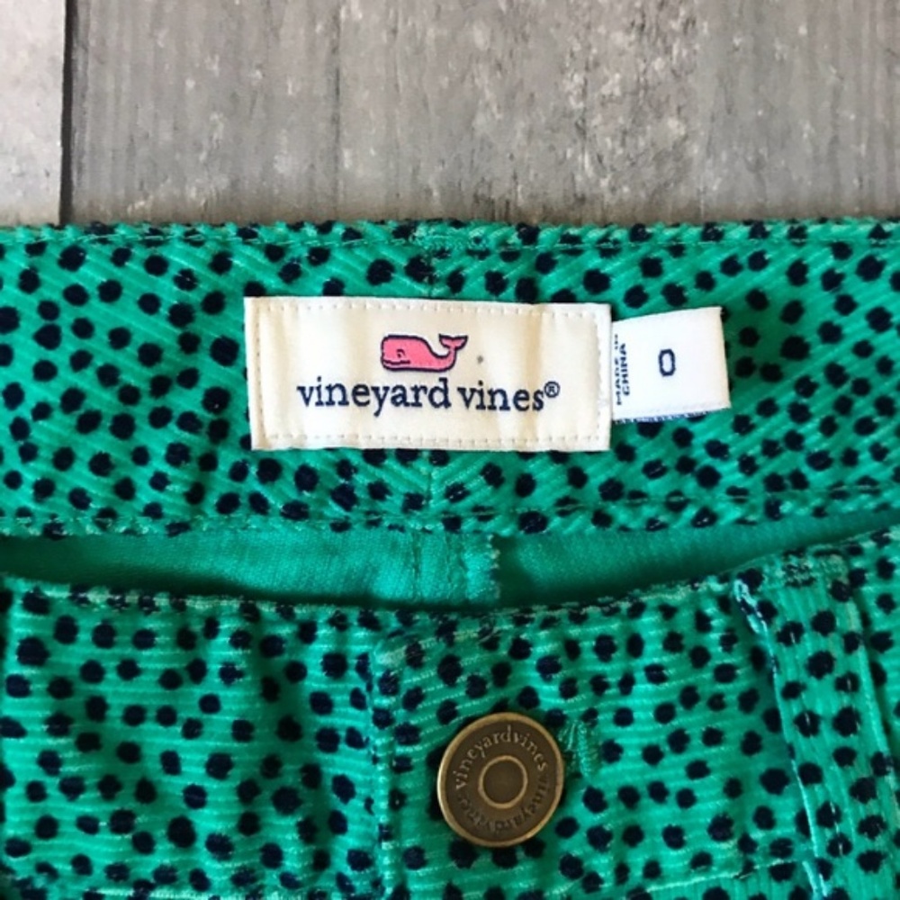 Vineyard Vines Camden Green Dot Print Cords Size 0 - 527 - Picture 3 of 6